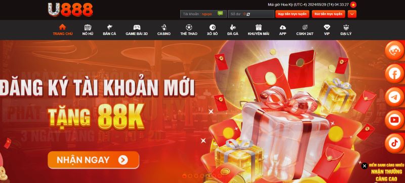 Giao diện u888 tối ưu, phù hợp với mọi đối tượng