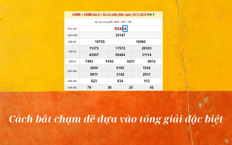 Cách bắt đề chạm dựa vào tổng giải đặc biệt